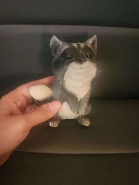 Raccoon Animal Decorative Figurine - Gray and White